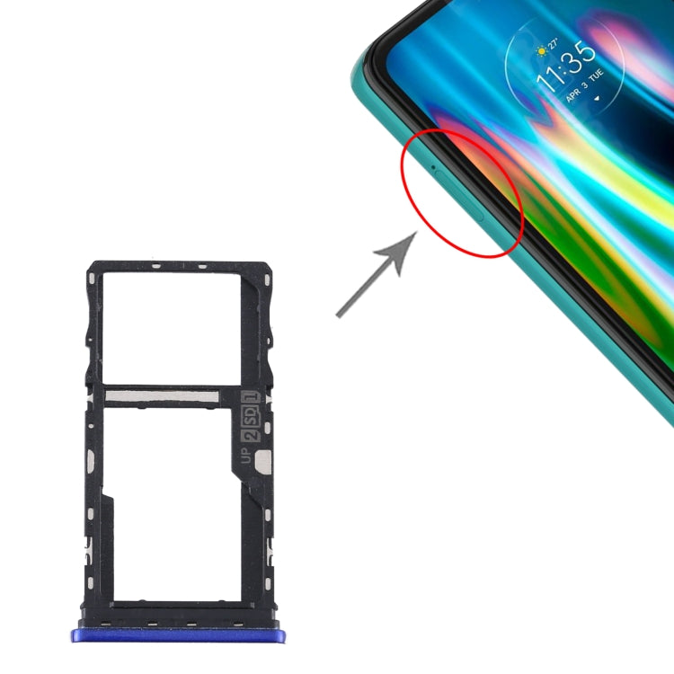 SIM Card Tray + SIM Card Tray / Micro SD Card Tray for Motorola Moto G9 Play/Moto G9 (India) (Blue) - Card Socket by PMc TechLife | Online Shopping South Africa | PMc TechLife | Buy Now Pay Later Mobicred