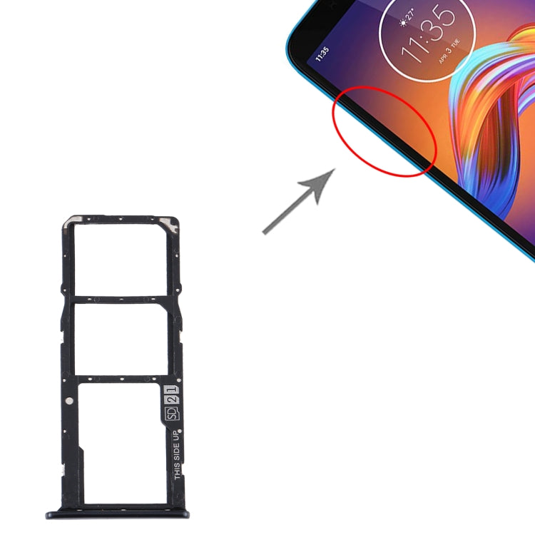 SIM Card Tray + SIM Card Tray + Micro SD Card Tray for Motorola Moto E6 Play/XT2029/XT2029-1(Black) - Card Socket by PMc TechLife | Online Shopping South Africa | PMc TechLife | Buy Now Pay Later Mobicred