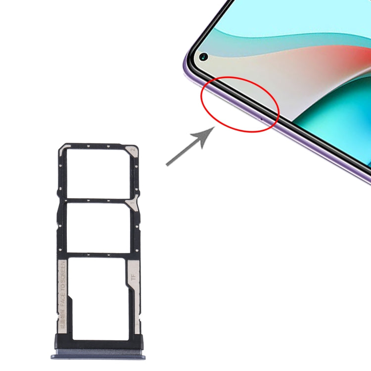 SIM Card Tray + SIM Card Tray + Micro SD Card Tray for Xiaomi Redmi Note 9 5G / Redmi Note 9T M2007J22G M2007J22C(Black) - Card Tray by PMc TechLife | Online Shopping South Africa | PMc TechLife | Buy Now Pay Later Mobicred