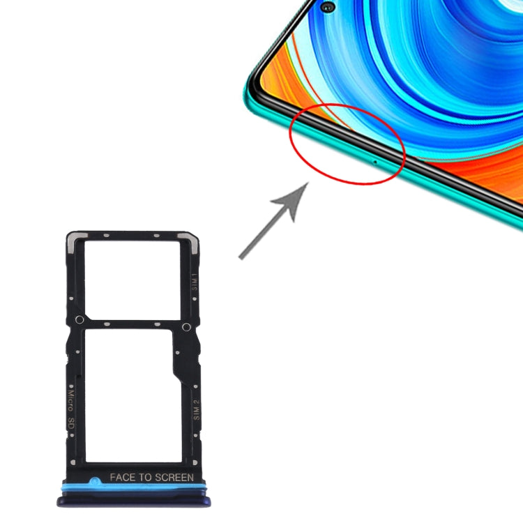 SIM Card Tray + SIM Card Tray / Micro SD Card Tray for Xiaomi Redmi Note 9 Pro 5G M2007J17C (Blue) - Card Tray by PMc TechLife | Online Shopping South Africa | PMc TechLife | Buy Now Pay Later Mobicred