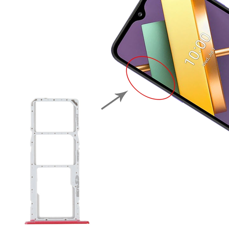 SIM Card Tray + SIM Card Tray + Micro SD Card Tray for LG K22 LMK200Z LMK200E LMK200B LM-K200 (Red) - For LG by PMc TechLife | Online Shopping South Africa | PMc TechLife | Buy Now Pay Later Mobicred