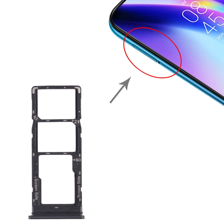 For Tecno Pouvoir 4 Pro / Pouvoir 4 LC7 SIM Card Tray + SIM Card Tray + Micro SD Card Tray (Black) - Card Tray by PMc TechLife | Online Shopping South Africa | PMc TechLife | Buy Now Pay Later Mobicred
