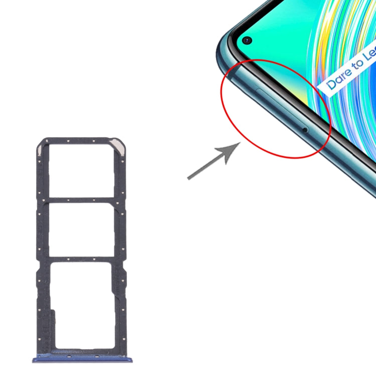 For OPPO Realme C17 RMX2101 SIM Card Tray + SIM Card Tray + Micro SD Card Tray (Blue) - Card Socket by PMc TechLife | Online Shopping South Africa | PMc TechLife | Buy Now Pay Later Mobicred