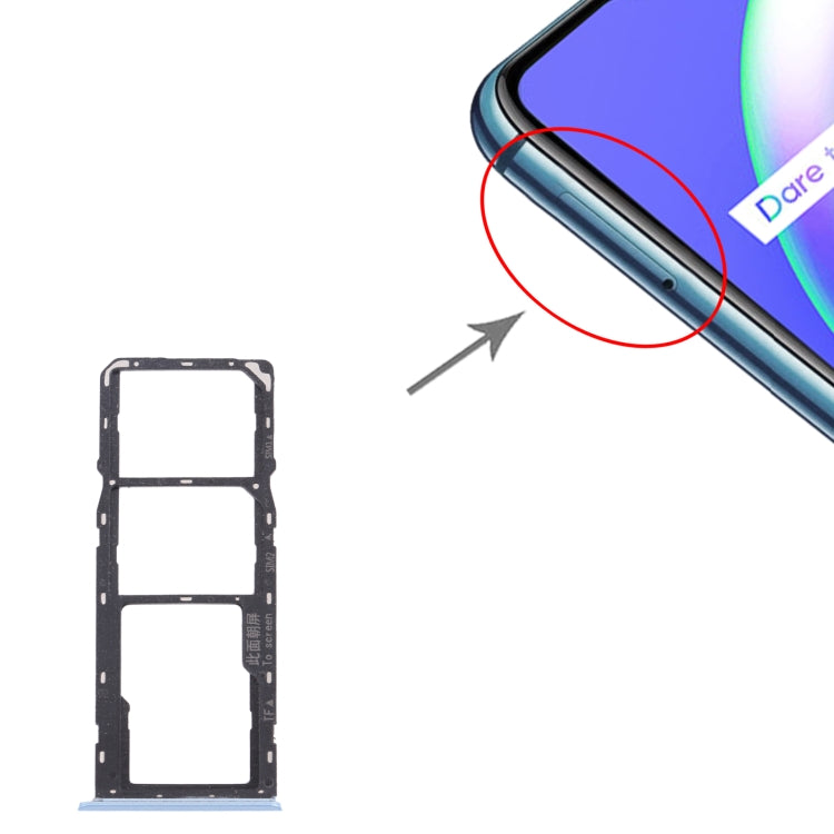 For OPPO Realme C12 RMX2189 SIM Card Tray + SIM Card Tray + Micro SD Card Tray (Blue) - Card Socket by PMc TechLife | Online Shopping South Africa | PMc TechLife | Buy Now Pay Later Mobicred