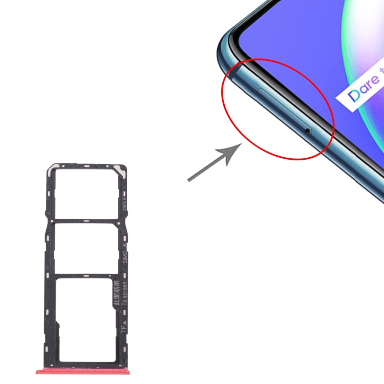For OPPO Realme C12 RMX2189 SIM Card Tray + SIM Card Tray + Micro SD Card Tray (Red) - Card Socket by PMc TechLife | Online Shopping South Africa | PMc TechLife | Buy Now Pay Later Mobicred