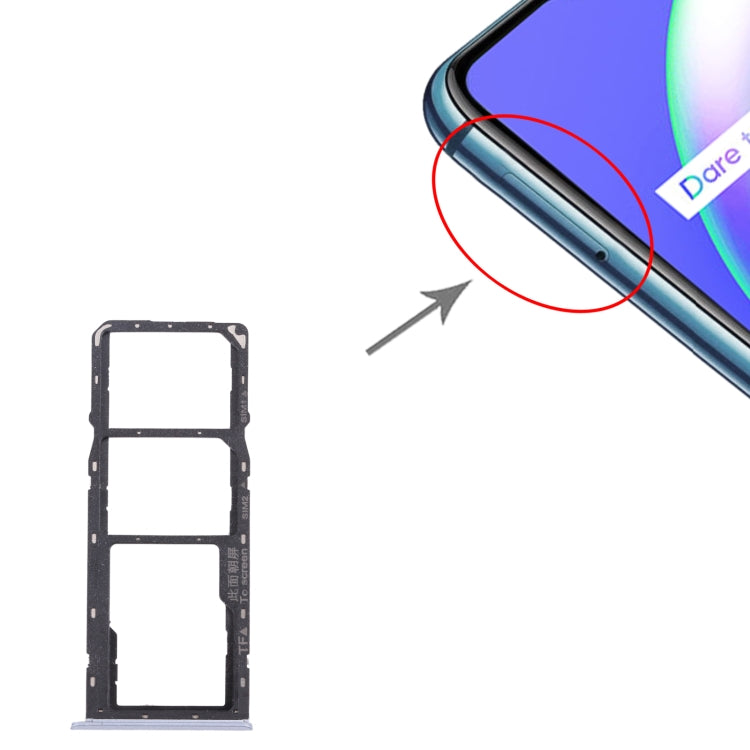 For OPPO Realme C12 RMX2189 SIM Card Tray + SIM Card Tray + Micro SD Card Tray (Silver) - Card Socket by PMc TechLife | Online Shopping South Africa | PMc TechLife | Buy Now Pay Later Mobicred