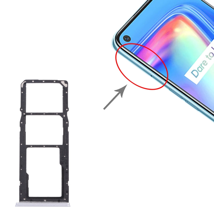 For OPPO Realme 7 (Asia) RMX2151, RMX2163 SIM Card Tray + SIM Card Tray + Micro SD Card Tray (Silver) - free shipping - PMc TechLife - Order now!