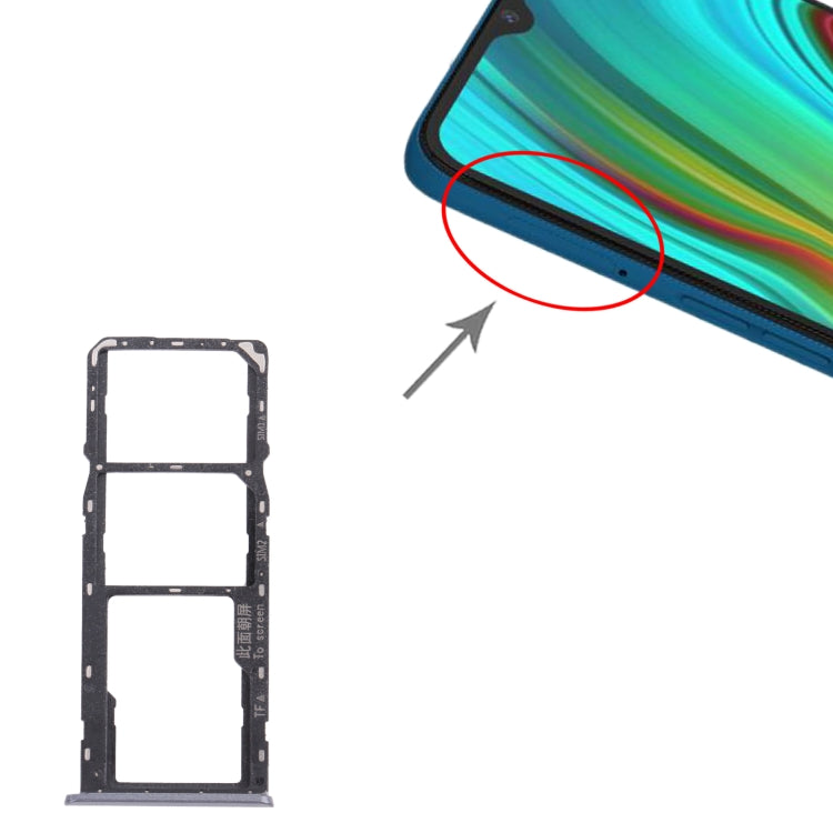 For OPPO Realme C3 RMX2027, RMX2020, RMX2021 SIM Card Tray + SIM Card Tray + Micro SD Card Tray (Grey) - free shipping - PMc TechLife - Order now!