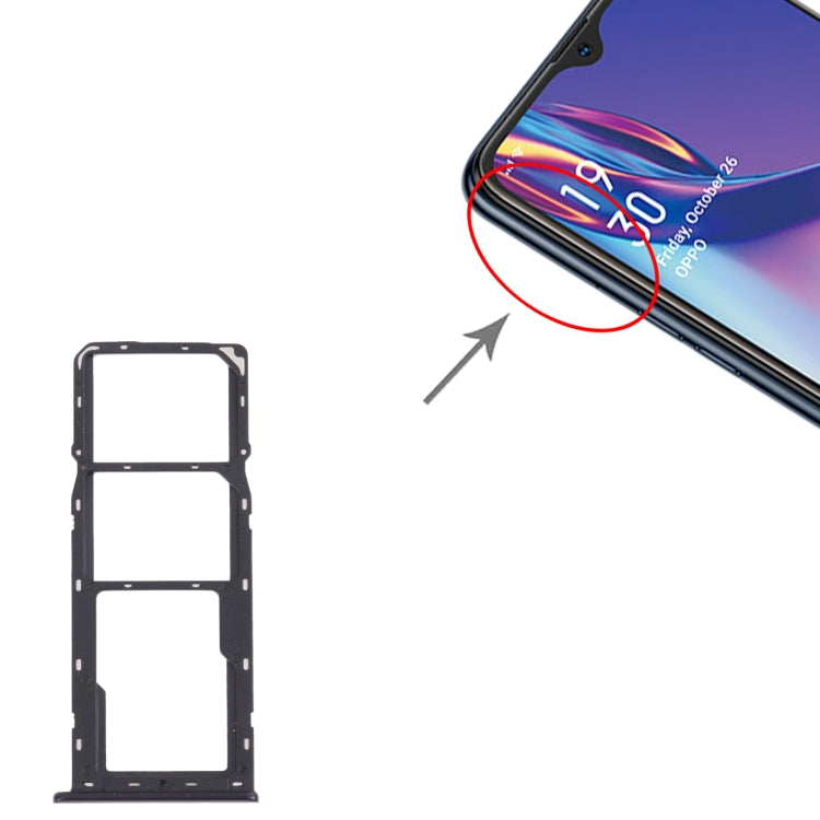 For OPPO A12 CPH2083, CPH2077 SIM Card Tray + SIM Card Tray + Micro SD Card Tray (Black) - Card Socket by PMc TechLife | Online Shopping South Africa | PMc TechLife | Buy Now Pay Later Mobicred