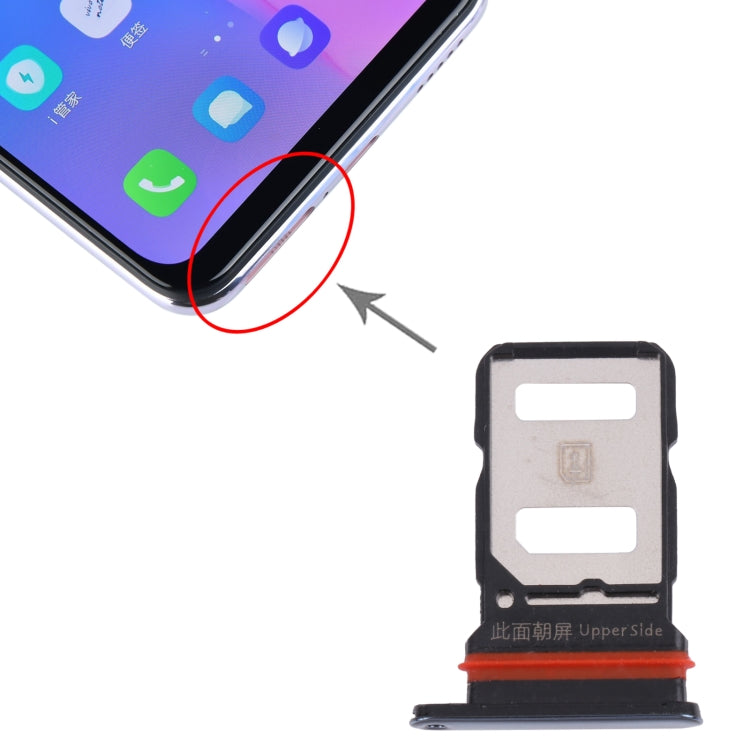 For vivo S6 5G V1962A, V1962BA SIM Card Tray + SIM Card Tray (Black) - Card Socket by PMc TechLife | Online Shopping South Africa | PMc TechLife | Buy Now Pay Later Mobicred