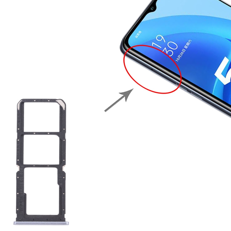 For OPPO A55 PEMM00, PEMM20, PEMT00, PEMT20 SIM Card Tray + SIM Card Tray + Micro SD Card Tray (Black) - Card Socket by PMc TechLife | Online Shopping South Africa | PMc TechLife | Buy Now Pay Later Mobicred