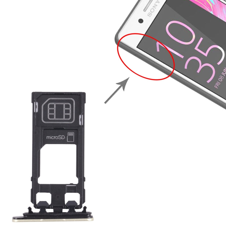 SIM Card Tray + Micro SD Card Tray for Sony Xperia X Performance (Gold) - Card Tray by PMc TechLife | Online Shopping South Africa | PMc TechLife | Buy Now Pay Later Mobicred