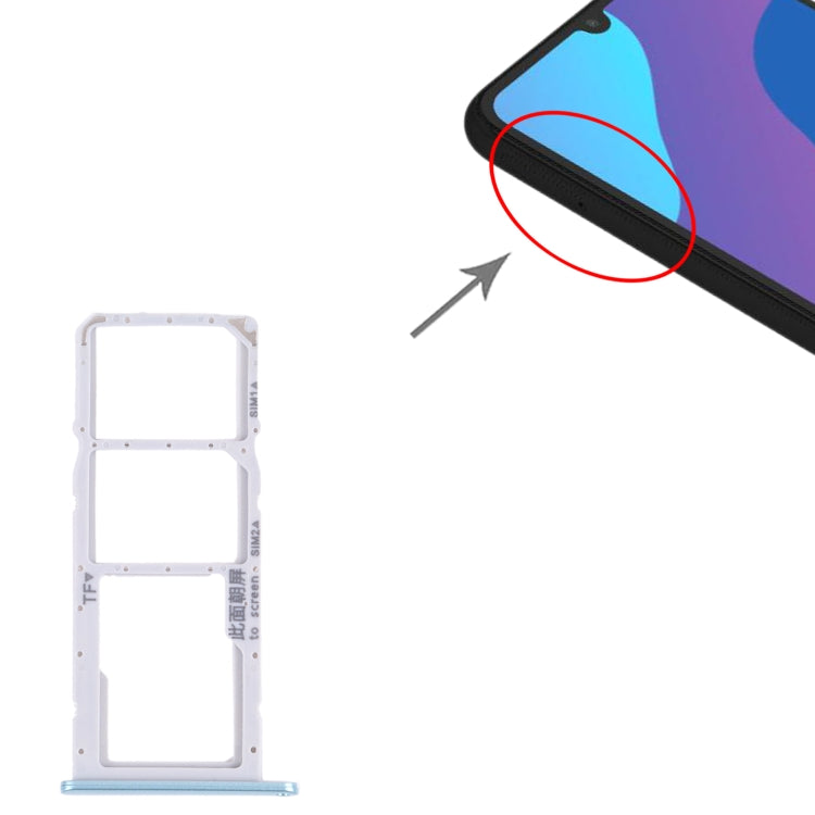 SIM Card Tray + SIM Card Tray + Micro SD Card Tray for Honor 9A(Blue) - Card Socket by PMc TechLife | Online Shopping South Africa | PMc TechLife | Buy Now Pay Later Mobicred