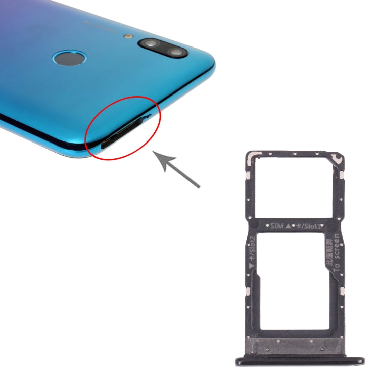 SIM Card Tray + SIM Card Tray / Micro SD Card Tray for Huawei P Smart (2019) (Black) - Card Socket by PMc TechLife | Online Shopping South Africa | PMc TechLife | Buy Now Pay Later Mobicred