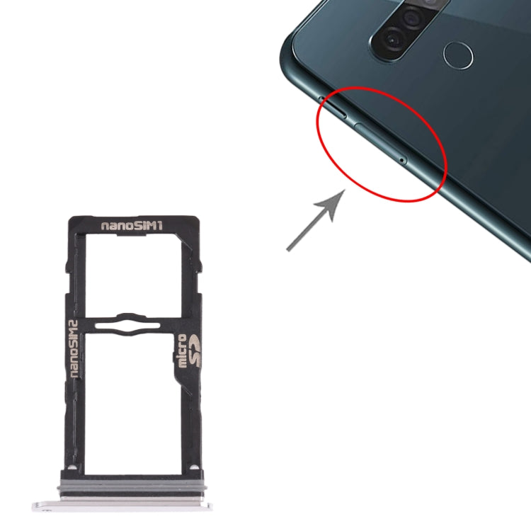 Nano SIM Card Tray + Nano SIM Card Tray / Micro SD Card Tray for LG G8S ThinQ LMG810, LM-G810, LMG810EAW (Silver) - For LG by PMc TechLife | Online Shopping South Africa | PMc TechLife | Buy Now Pay Later Mobicred