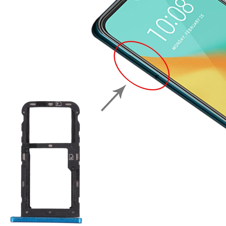 SIM Card Tray + SIM Card Tray / Micro SD Card Tray for ZTE Blade V10 Vita (Blue) - For ZTE by PMC TechLife | Online Shopping South Africa | PMC TechLife