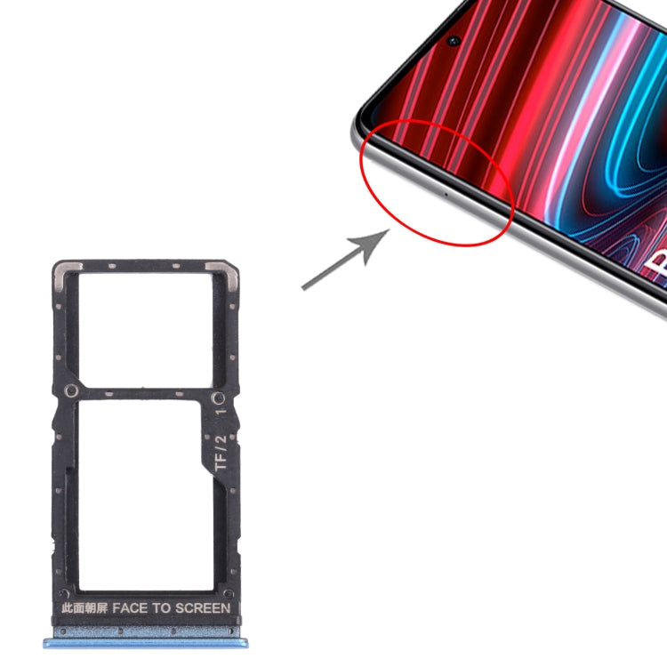 SIM Card Tray + SIM Card Tray / Micro SD Card Tray for Xiaomi Redmi Note 11 (China) 21091116AC / Redmi Note 11T 5G / Poco M4 Pro 5G 21091116AG, MZB0BGVIN(Blue) - Card Tray by PMc TechLife | Online Shopping South Africa | PMc TechLife | Buy Now Pay Later Mobicred