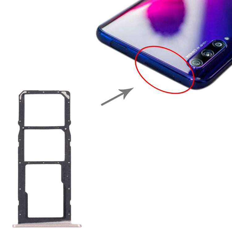 SIM Card Tray + SIM Card Tray + Micro SD Card Tray for Honor 20e (Gold) - Card Socket by PMc TechLife | Online Shopping South Africa | PMc TechLife | Buy Now Pay Later Mobicred