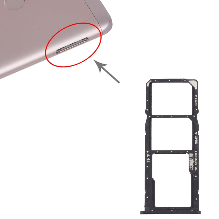 SIM Card Tray + SIM Card Tray + Micro SD Card Tray for Honor 7C (Black) - Card Socket by PMc TechLife | Online Shopping South Africa | PMc TechLife | Buy Now Pay Later Mobicred