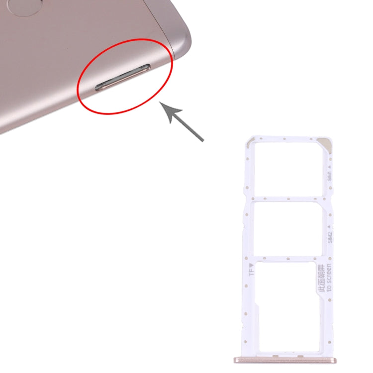 SIM Card Tray + SIM Card Tray + Micro SD Card Tray for Honor 7C (Gold) - Card Socket by PMc TechLife | Online Shopping South Africa | PMc TechLife | Buy Now Pay Later Mobicred