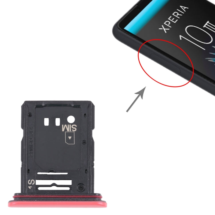 SIM Card Tray + Micro SD Card Tray for Sony Xperia 10 III (Red) - Camera by PMC TechLife | Online Shopping South Africa | PMC TechLife | Buy Now Pay Later Mobicred