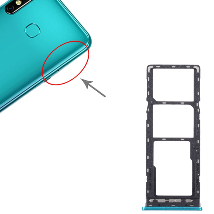 For Infinix S5 X652 SIM Card Tray + SIM Card Tray + Micro SD Card Tray (Green) - Card Tray by PMc TechLife | Online Shopping South Africa | PMc TechLife | Buy Now Pay Later Mobicred