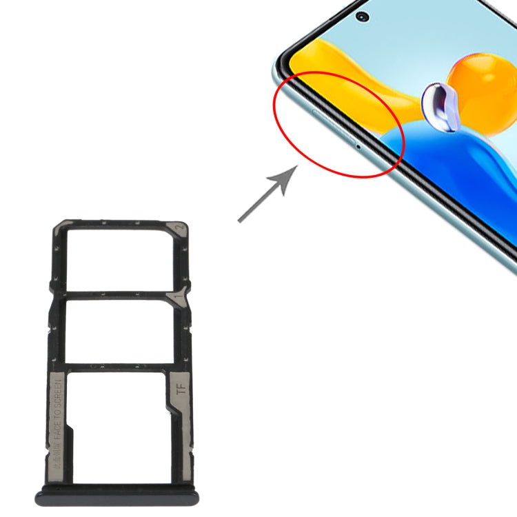 SIM Card Tray + SIM Card Tray + Micro SD Card Tray For Xiaomi Redmi Note 11S 5G (Black) - Card Tray by PMc TechLife | Online Shopping South Africa | PMc TechLife | Buy Now Pay Later Mobicred