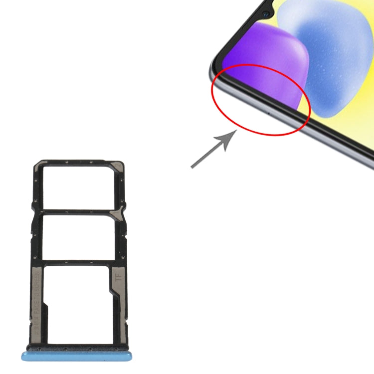 SIM Card Tray + SIM Card Tray + Micro SD Card Tray For Xiaomi Redmi 10A (Blue) - Card Tray by PMc TechLife | Online Shopping South Africa | PMc TechLife | Buy Now Pay Later Mobicred