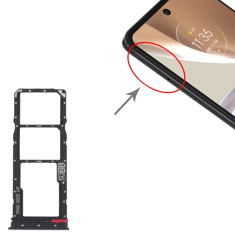 For Motorola Moto G32 SIM Card Tray + SIM Card Tray + Micro SD Card Tray (Black) - Card Socket by PMC TechLife | Online Shopping South Africa | PMC TechLife