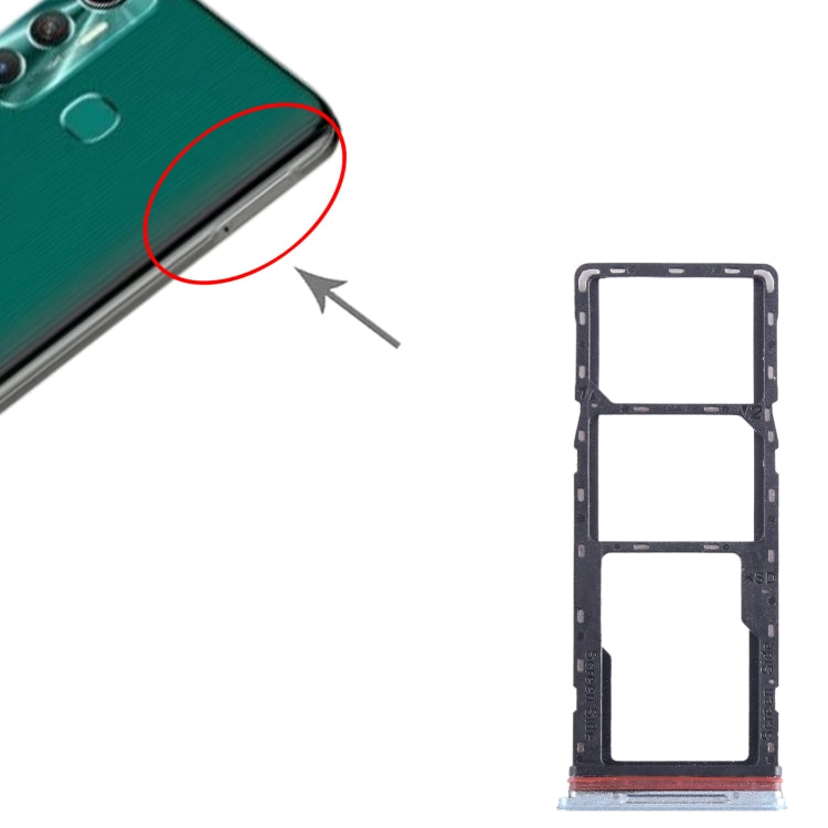 For Infinix Hot 11 X662 SIM Card Tray + SIM Card Tray + Micro SD Card Tray (Silver) - Card Tray by PMC TechLife | Online Shopping South Africa | PMC TechLife