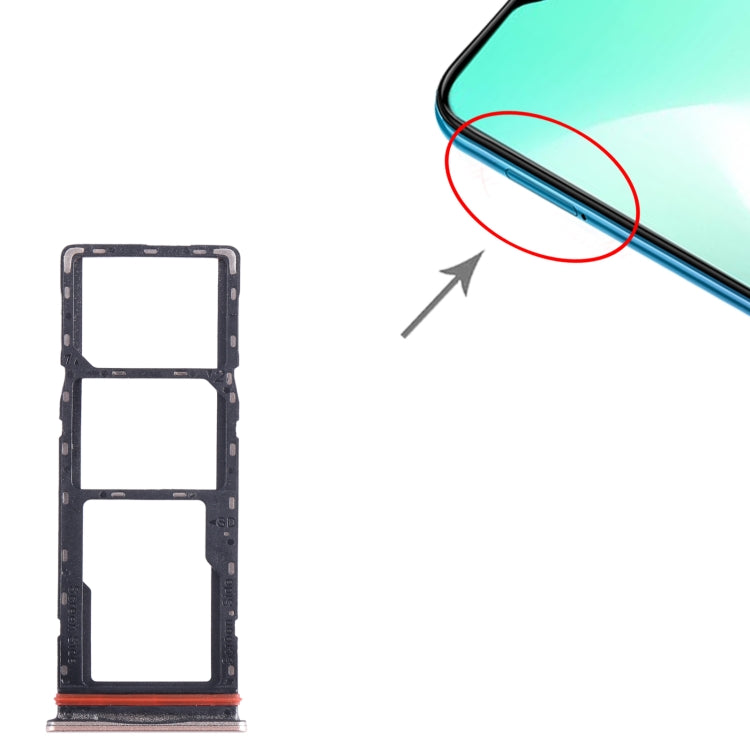 For Infinix Hot 11 Play SIM Card Tray + SIM Card Tray + Micro SD Card Tray (Gold) - Card Tray by PMC TechLife | Online Shopping South Africa | PMC TechLife