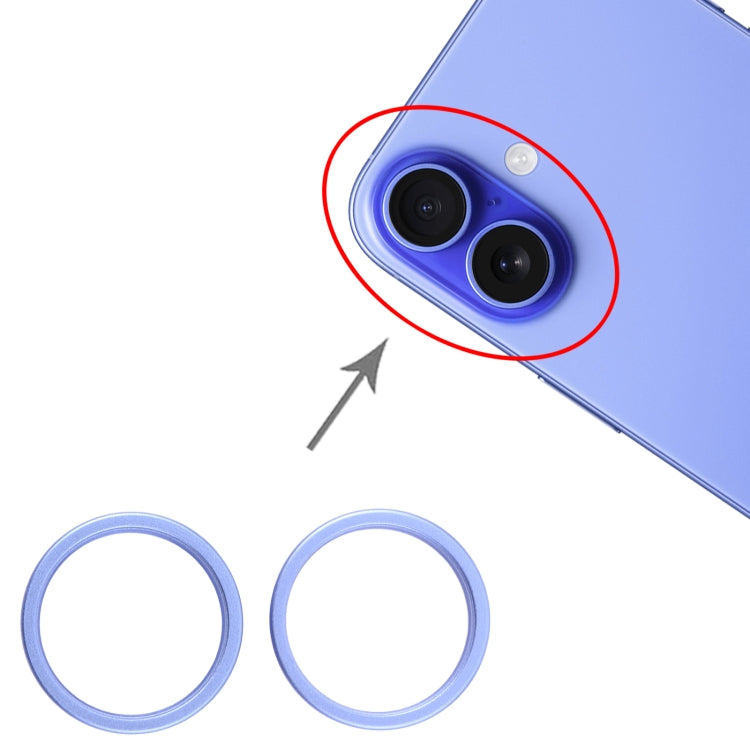 For iPhone 16 Plus 2pcs/set Rear Camera Glass Lens Metal Outside Protector Hoop Ring (Blue) - by PMC Jewellery | Online Shopping South Africa | PMC Jewellery | Buy Now Pay Later Mobicred