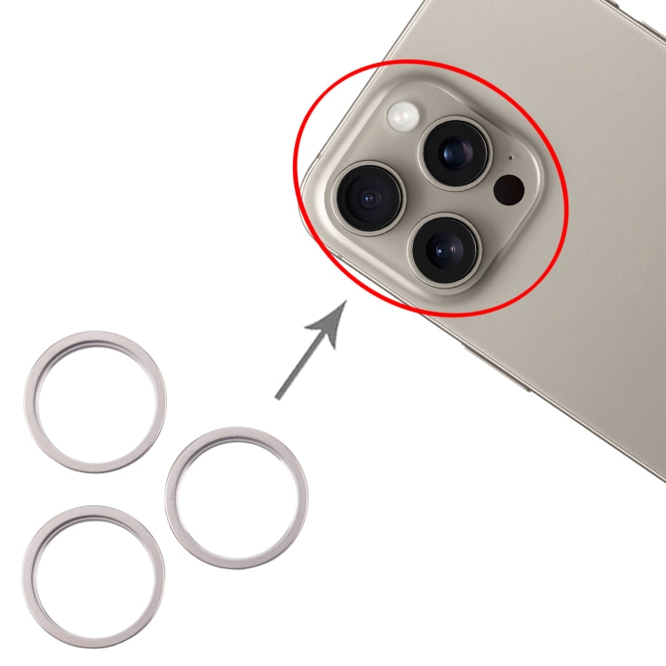 For iPhone 16 Pro 3pcs/set Rear Camera Glass Lens Metal Outside Protector Hoop Ring (Titanium Color) - by PMC Jewellery | Online Shopping South Africa | PMC Jewellery | Buy Now Pay Later Mobicred