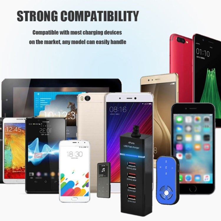 5V 4.1A 4 USB Ports Charger Adapter with Power Plug Cable, Cable Length: 1.5m, US Plug(White) - Multifunction Charger by PMC Jewellery | Online Shopping South Africa | PMC Jewellery | Buy Now Pay Later Mobicred