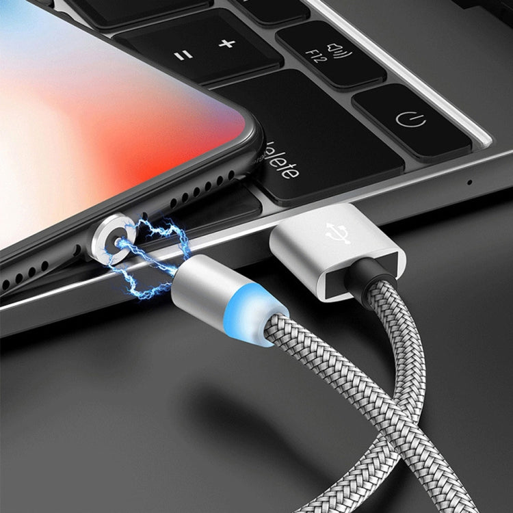 USB to 8 Pin Magnetic Metal Connector Nylon Two-color Braided Magnetic Data Cable, Cable Length: 1m(Silver) - free shipping - PMC Jewellery - Order now!