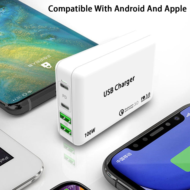 PD65W-A9 PD 65W Dual Dort USB-C / Type-C + Dual USB Charger with 5A USB-C / Type-C to USB-C / Type-C Fast Charging Cable for Apple MacBook Series EU Plug - Cable & Adapter by PMC Jewellery | Online Shopping South Africa | PMC Jewellery | Buy Now Pay Later Mobicred