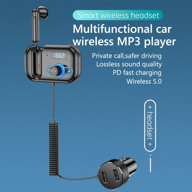 T2 FM Transmitter Hands-free Headphone Kit Headphone MP3 Player Private Call USB PD Quick Charge Audio Receiver - Bluetooth Car Kits by PMC TechLife | Online Shopping South Africa | PMC TechLife | Buy Now Pay Later Mobicred