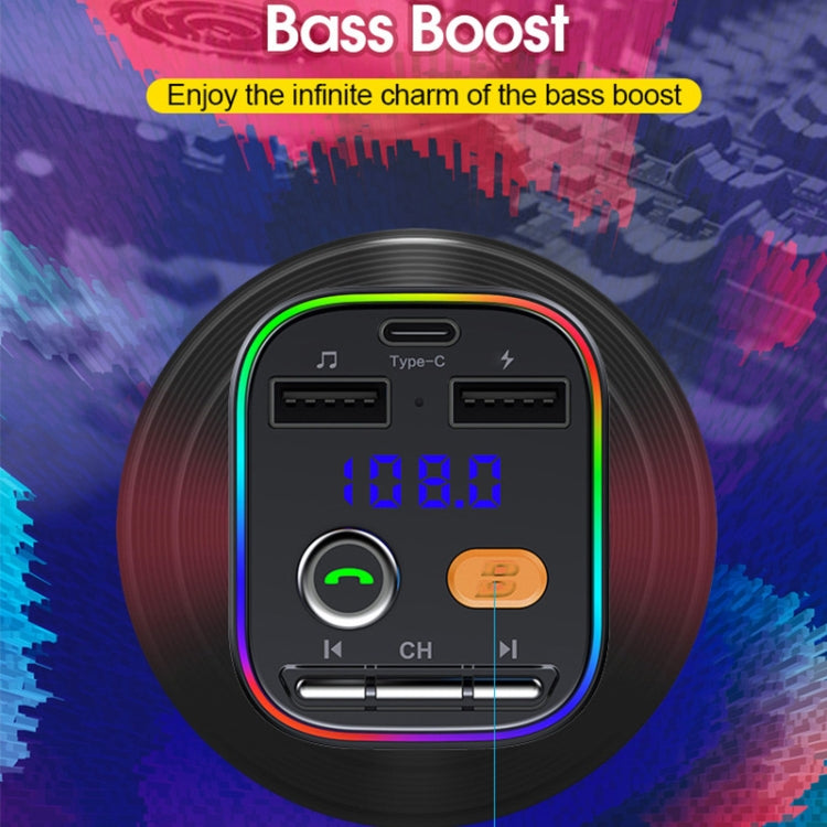 T48C Car Bluetooth 5.0 Fm Transmitter Kit Dual USB with Type-C 5V 2.4A Car Charger - Bluetooth Car Kits by PMC TechLife | Online Shopping South Africa | PMC TechLife | Buy Now Pay Later Mobicred