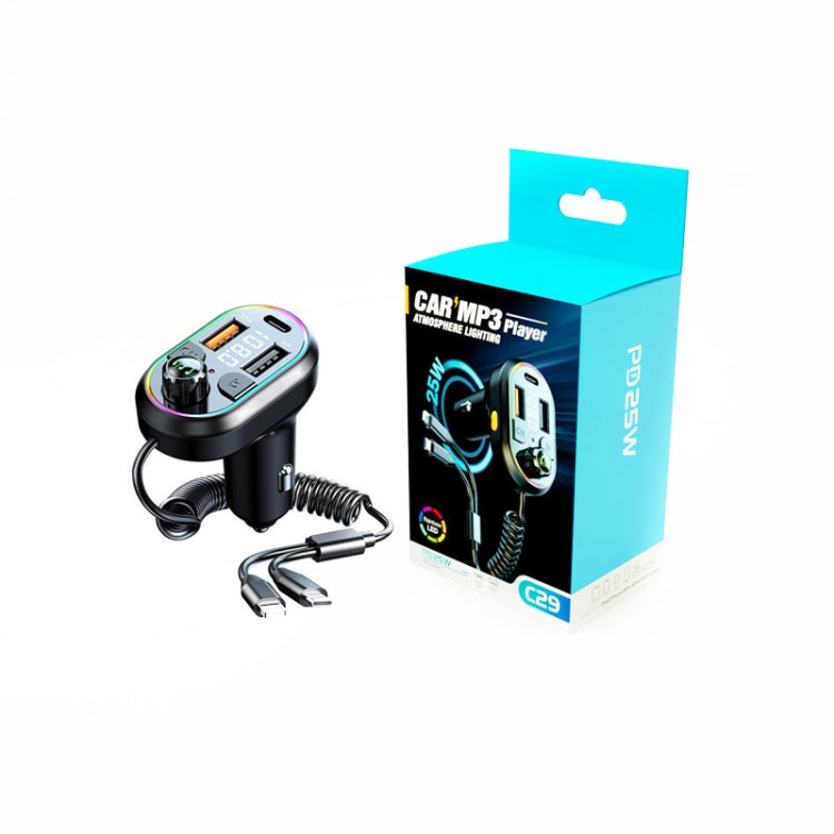 C29 Car Bluetooth 5.0 FM Transmitter Car MP3 Player Fast Charge U Disk Lossless Music Player - Bluetooth Car Kits by PMC TechLife | Online Shopping South Africa | PMC TechLife | Buy Now Pay Later Mobicred