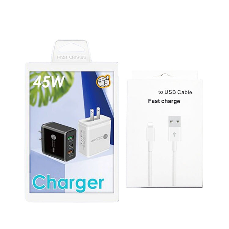 45W PD25W + 2 x QC3.0 USB Multi Port Charger with USB to 8 Pin Cable, US Plug(White) - free shipping - PMC Jewellery - Order now!