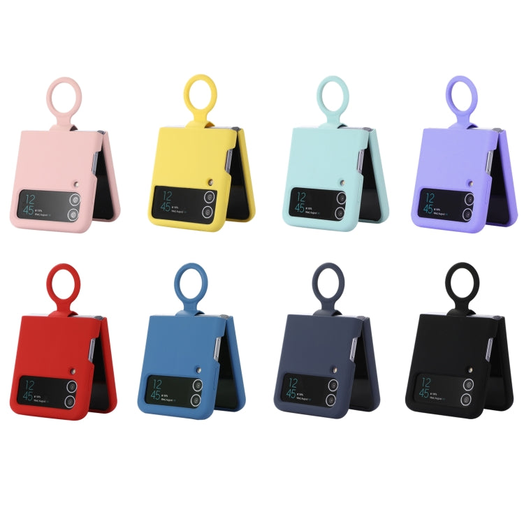 For Samsung Galaxy Flip 3 Silicone Integrated Ring Buckle Phone Case(Yellow) - Galaxy Phone Cases by PMC TechLife | Online Shopping South Africa | PMC TechLife