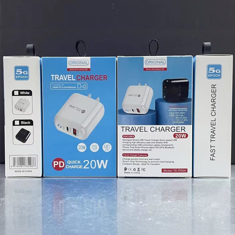 PD04 Type-C + USB Mobile Phone Charger with USB to 8 Pin Cable, US Plug(White) - free shipping - PMC Jewellery - Order now!