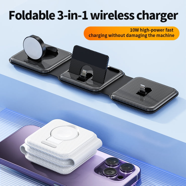 A75 Folding 3 in 1 Wireless Charger Suitable for Apple Watch Mobile Phone Headset(Black) - Wireless Charger by PMC TechLife | Online Shopping South Africa | PMC TechLife