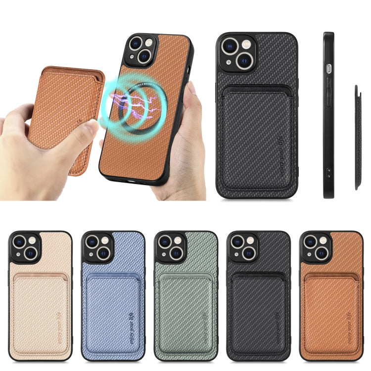 For iPhone 14 Pro Max Carbon Fiber Leather Card Magsafe Magnetic Phone Case(Black) - iPhone 14 Pro Max Cases by PMC TechLife | Online Shopping South Africa | PMC TechLife | Buy Now Pay Later Mobicred