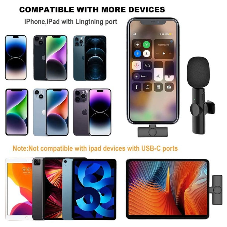 Bluetooth Mini Microphone Wireless Lavalier Noise Reduction Microphone for iPhone / iPad, with 8 Pin Receiver & Single Microphone - Microphone by PMC TechLife | Online Shopping South Africa | PMC TechLife