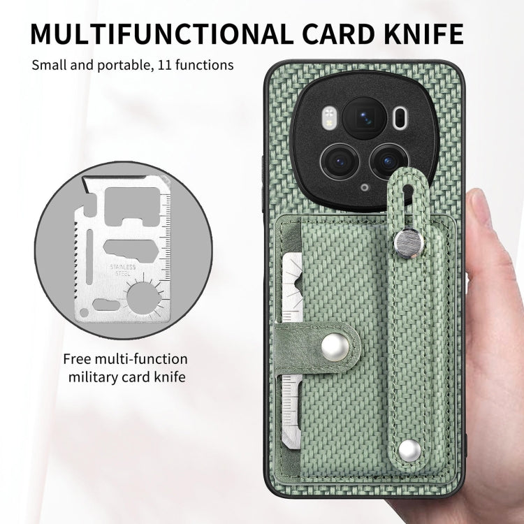 For Honor Magic6 Pro 5G Wristband Kickstand Card Wallet Back Cover Phone Case with Tool Knife(Green) - free shipping - PMC Jewellery - Order now!