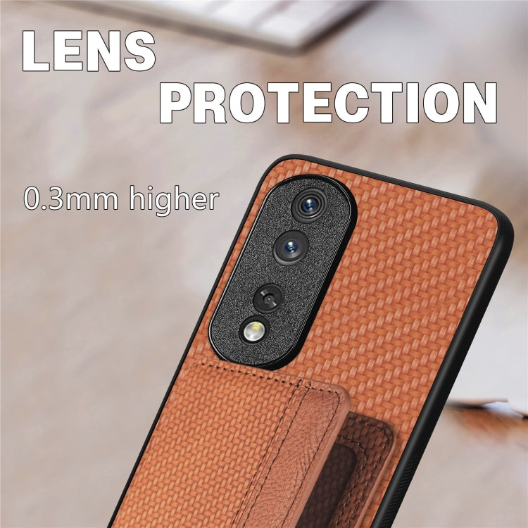 For Honor Magic6 Pro Carbon Fiber Magnetic Card Bag Phone Case(Brown) - free shipping - PMC Jewellery - Order now!