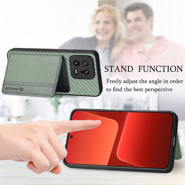 For Redmi Note 12 5G Carbon Fiber Magnetic Card Bag Phone Case(Brown) - Xiaomi Cases by PMC TechLife | Online Shopping South Africa | PMC TechLife | Buy Now Pay Later Mobicred