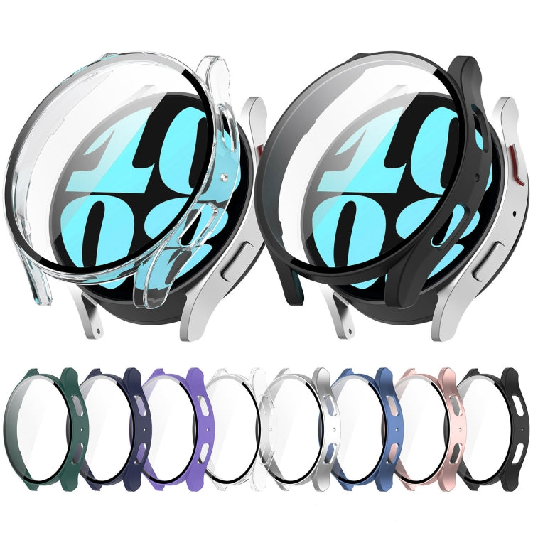 For Samsung Galaxy Watch6 40mm PC + Tempered Film Integrated Watch Protective Case(Purple) - Watch Cases by PMC TechLife | Online Shopping South Africa | PMC TechLife
