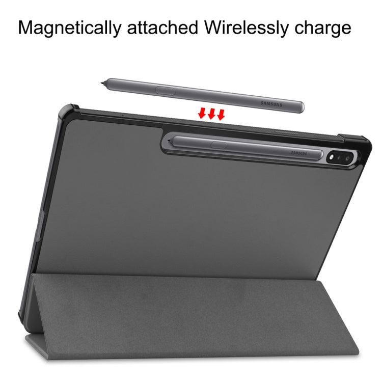 For Samsung Galaxy Tab S9+ JUNSUNMAY Custer Solid Color 3-Fold Stand Leather Smart Tablet Case(Grey) - free shipping - PMC Jewellery - Order now!